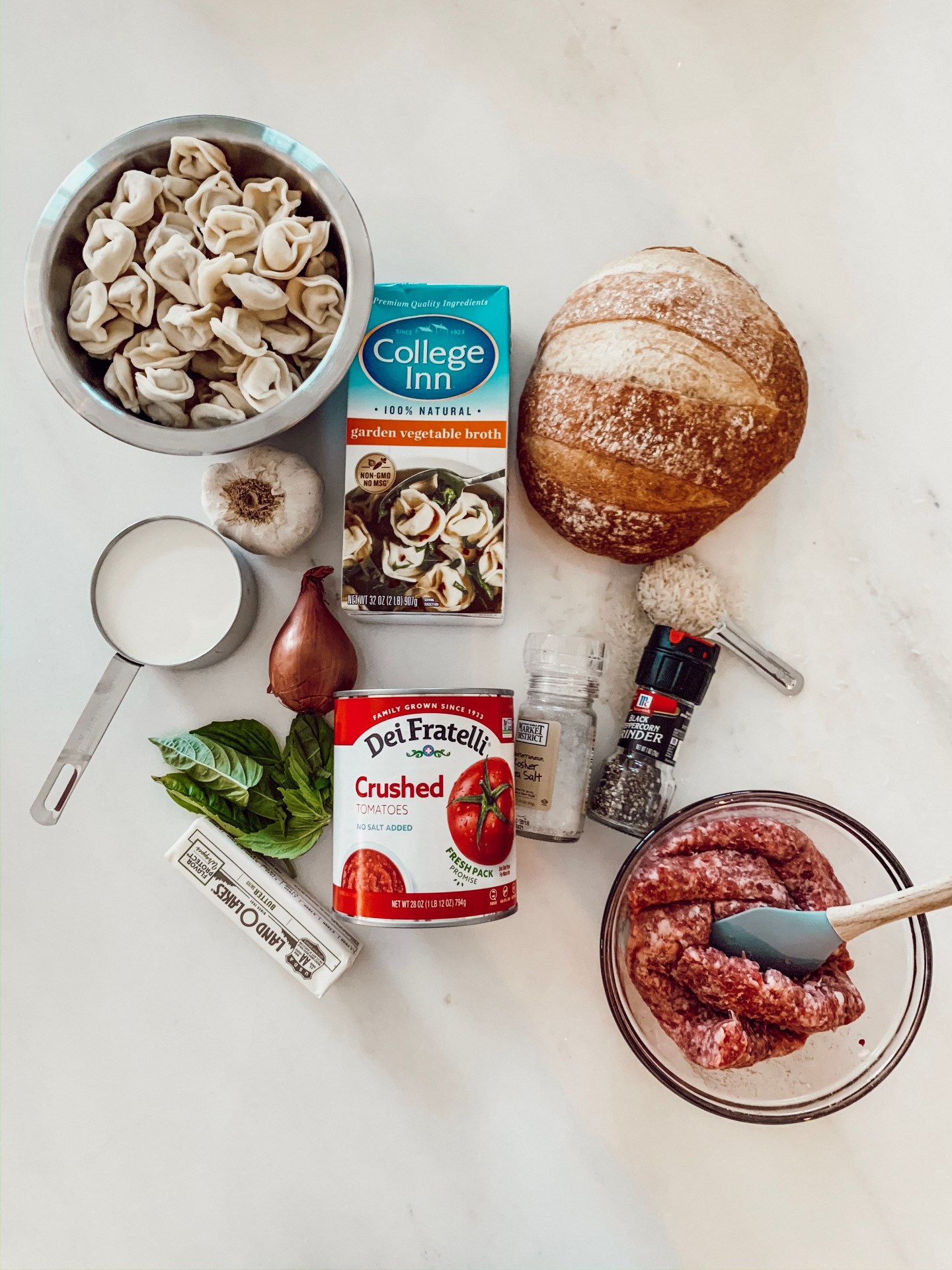 Tomato + Italian Sausage Tortellini Soup 