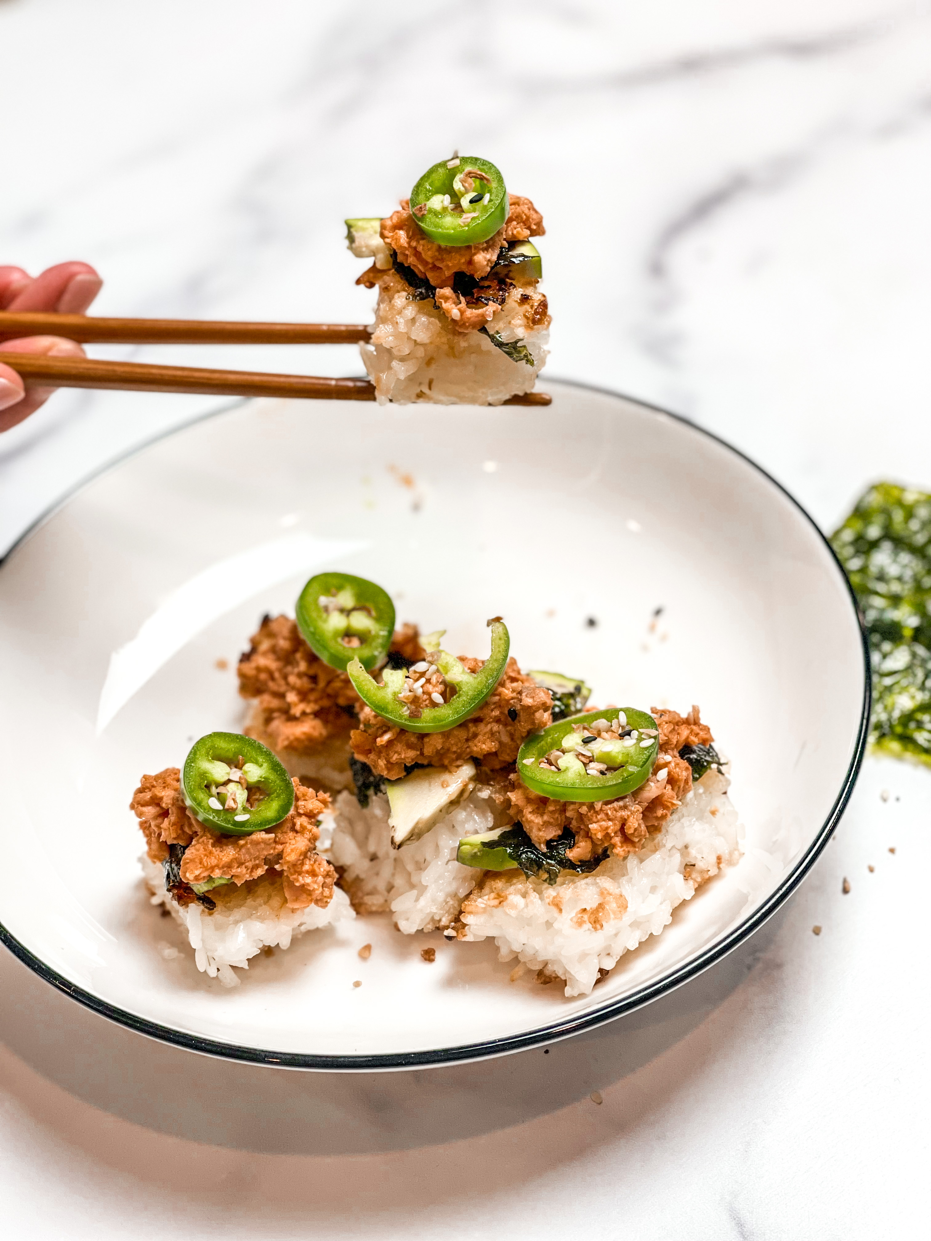 Spicy Salmon Crispy Rice Bites