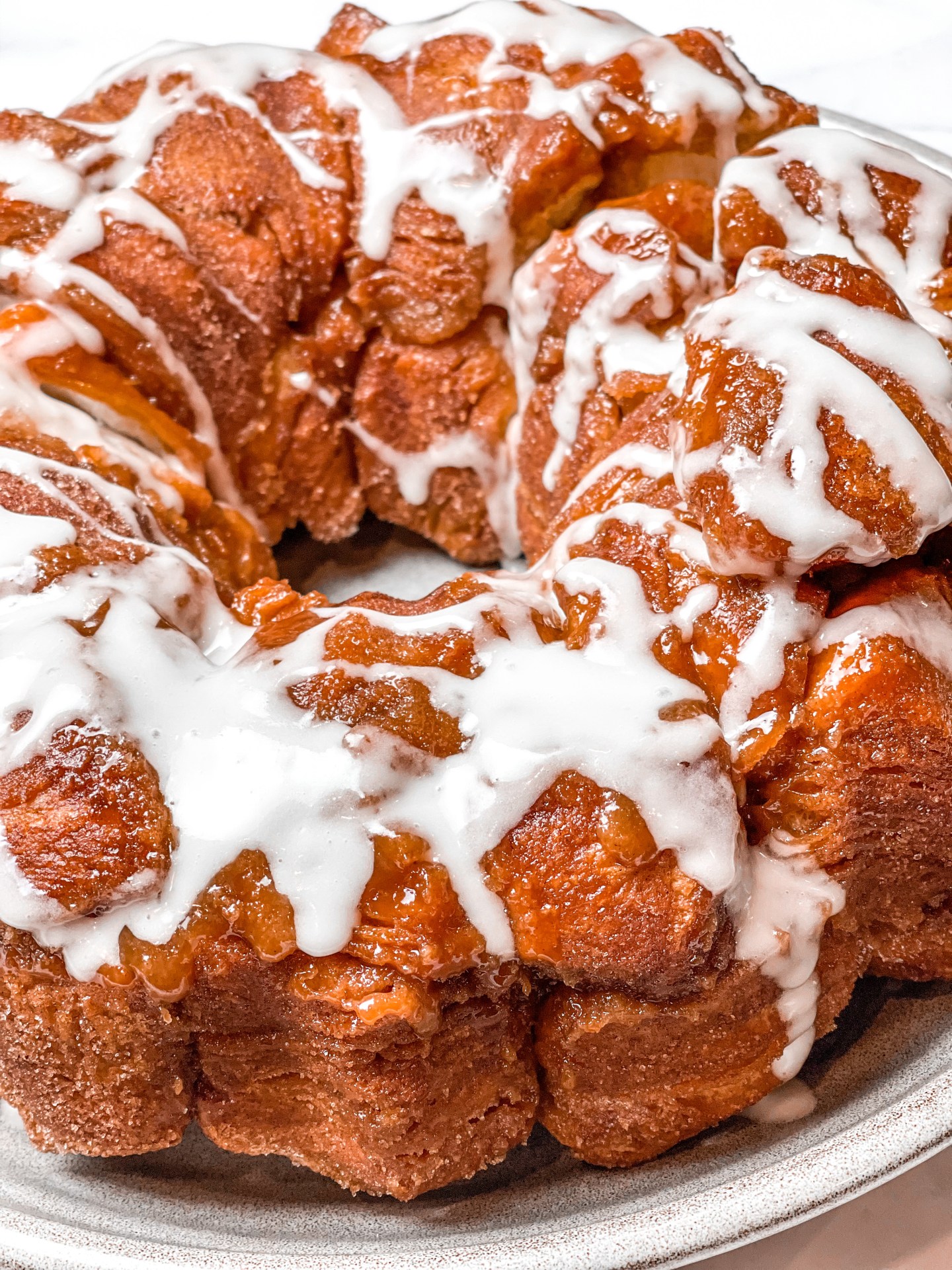 Cinnamon Sugar Pull Apart Bread with Cream Cheese Icing 