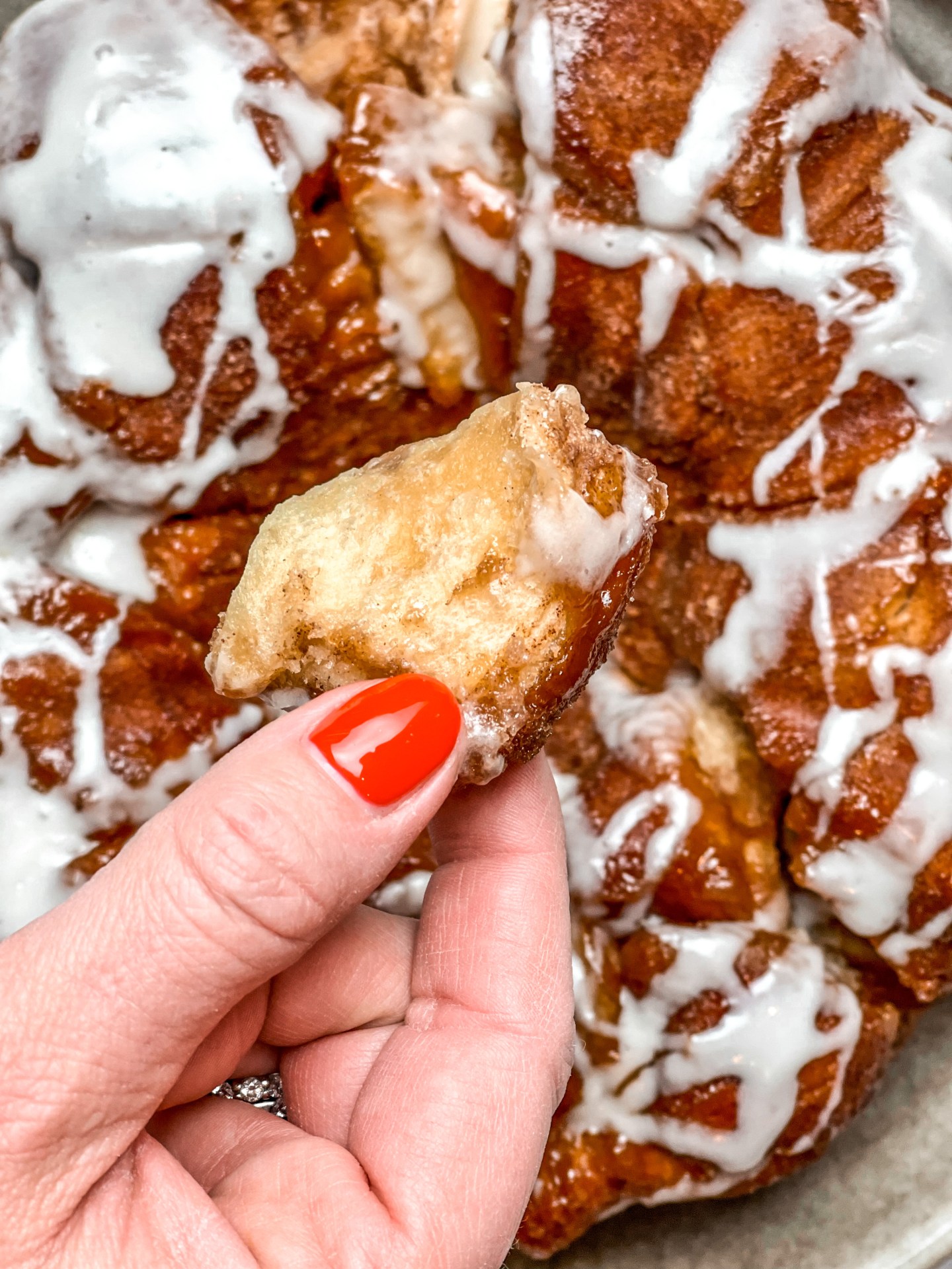 Cinnamon Sugar Pull Apart Bread with Cream Cheese Icing 