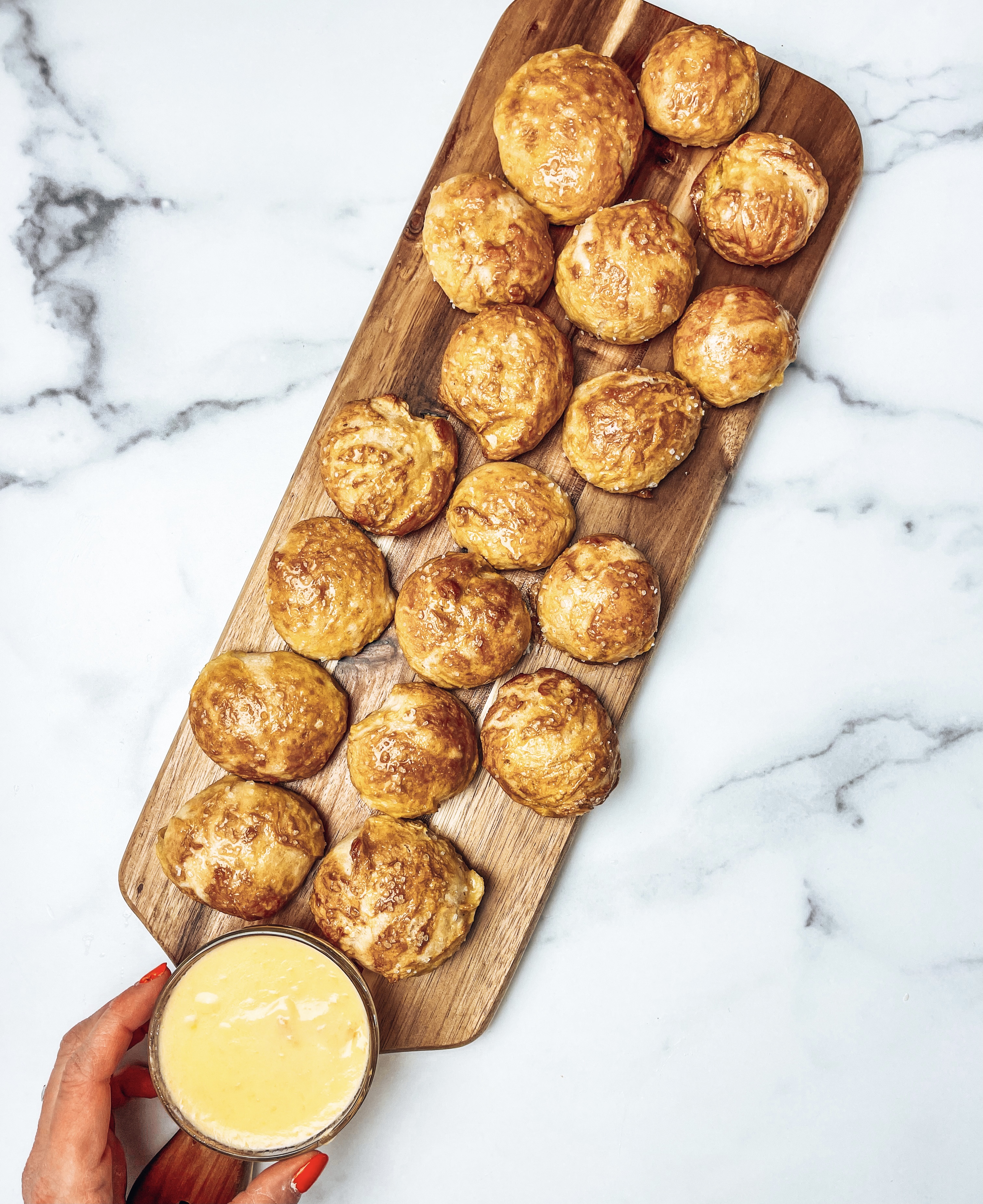 Soft Pretzel Bites with Cheesy Dipping Sauce